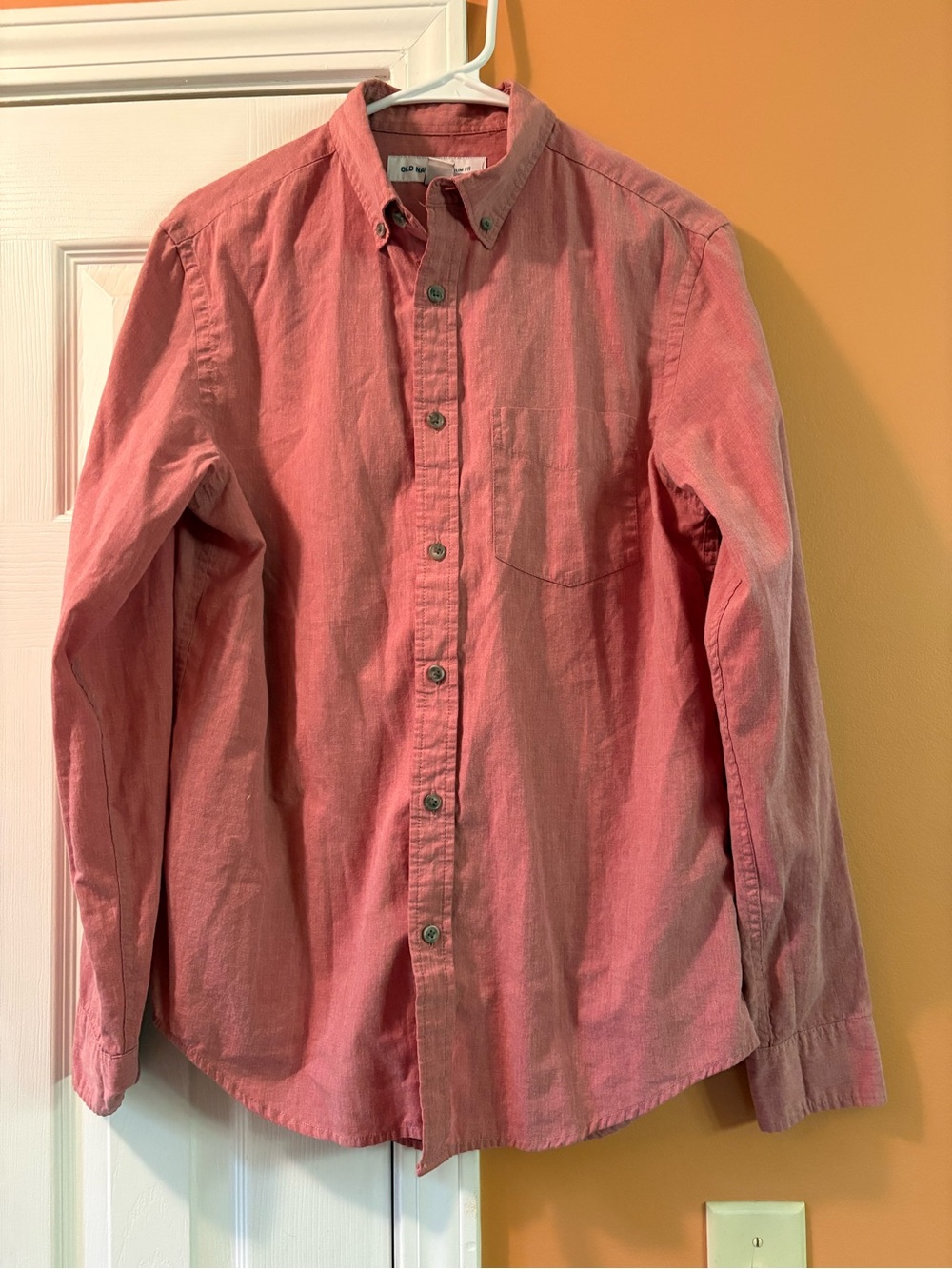 Old Navy Men's red Button-Down Long Sleeve Shirt